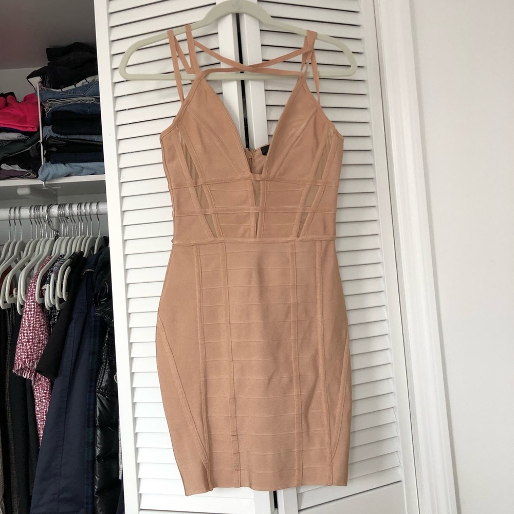 MISSGUIDED UK 10 (US 2) NEW nude strappy bodycon
